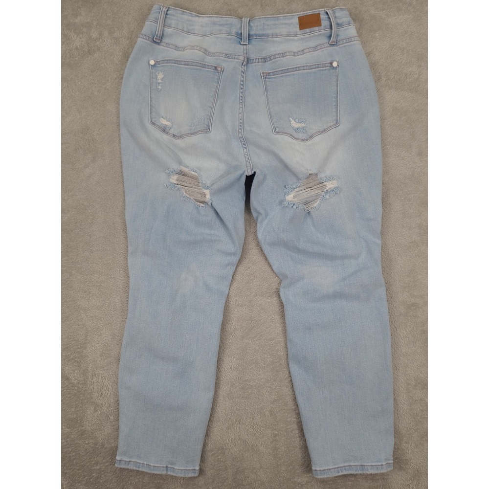 Judy Blue Jeans Womens 16W Blue Boyfriend Fit Distressed High Rise Stretch Rips - Picture 6 of 15